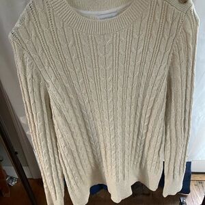 Charter Club Cream Cable Knit Crew Neck Sweater